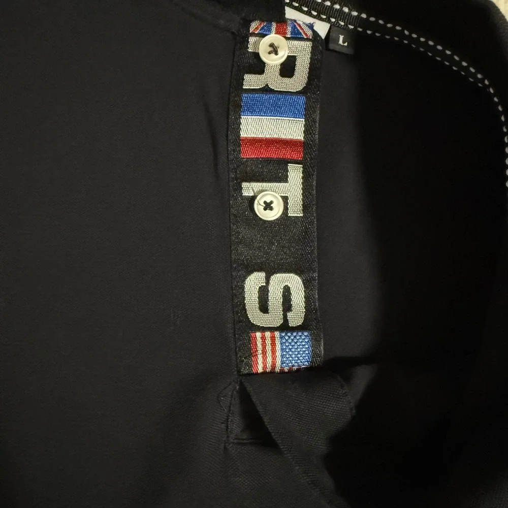 RARE Vtg The North Face Polo Shirt USA Britain Flag Placket Heritage Logo Mens L